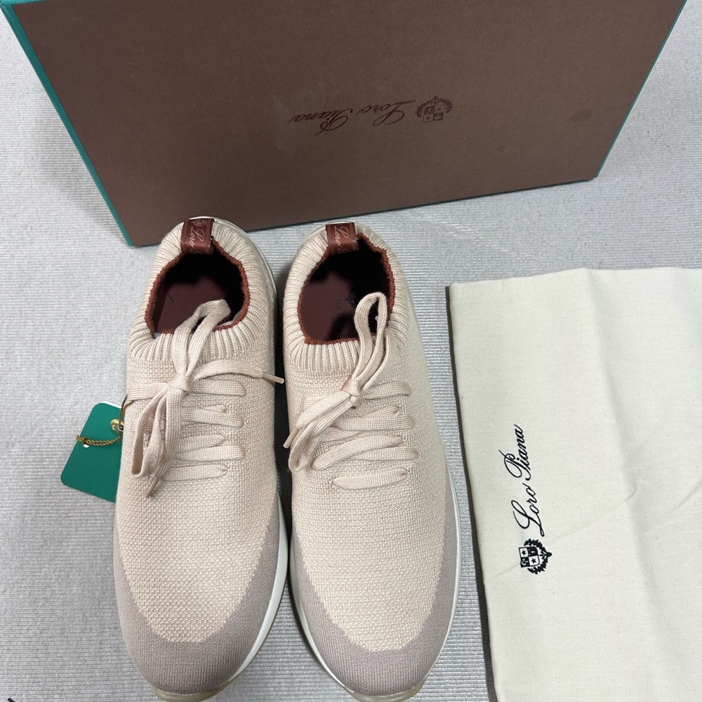 Loro Piana Beige Knit Men's Sneakers